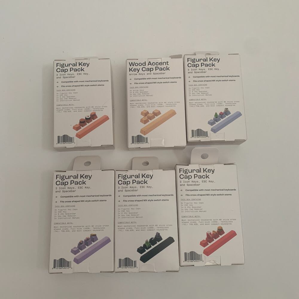 North Lot Of 6 Mechanical Keyboard Assoreted Caps Sets Figural key + wood Accent - Picture 2 of 12
